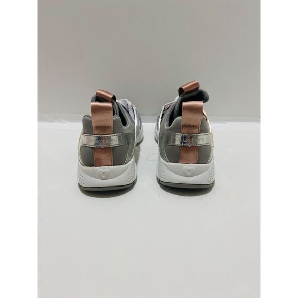 Skechers Sneakers Girl’s Metallic Grey and Rose Shine Status Athletic Size 1 - Picture 7 of 11